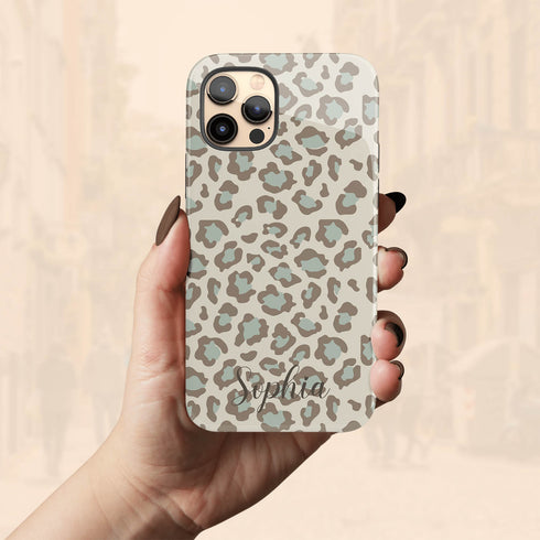 Light Leopard Personalized Name iPhone Case